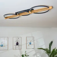 eco-light plafonnier led tovak, pin, longueur 114,8 cm, à 3 lampes, bois