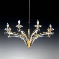 metallux lustre icaro avec verre cristal  à 8 lampes, doré