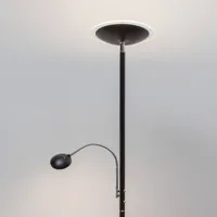 lindby lampadaire à éclairage indirect malea, bras liseuse, noir