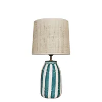 maison sarah lavoine - lampe de table palmaria en fibre végétale, rabane naturelle couleur bleu 150 x 31.07 48.5 cm designer made in design
