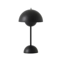 &tradition - lampe sans fil rechargeable flowerpot en plastique, polycarbonate couleur noir 16 x 29 cm designer verner panton made in design