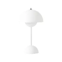 &tradition - lampe sans fil rechargeable flowerpot en plastique, polycarbonate couleur blanc 16 x 29 cm designer verner panton made in design