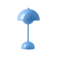 &tradition - lampe sans fil rechargeable flowerpot en plastique, polycarbonate couleur bleu 16 x 29 cm designer verner panton made in design