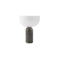 new works - lampe sans fil rechargeable kizu en pierre, acrylique couleur gris 18 x 24 cm designer lars tornoe made in design