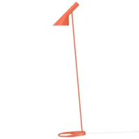 louis poulsen - lampadaire aj en métal, fonte couleur orange 32.5 x 130 cm designer arne  jacobsen made in design