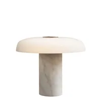 fontana arte - lampe de table tropico en pierre, métal galvanisé couleur blanc 44.81 x 32.2 cm designer gabriele & oscar buratti made in design