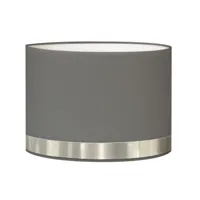 abat-jour pour chevet rond gris jonc aluminium d: 25 x h: 20
