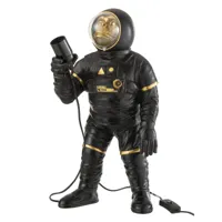 lampe singe astronaute en résine noire 47 cm