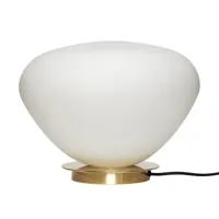 lampe de table en verre et métal laiton et blanc