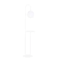 lampadaire avec table blanche 30cm et sphère en verre