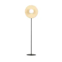 lampadaire circulaire avec pièce effet bois et sphère blanche