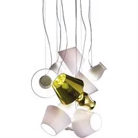 antonangeli lampe à suspension novecento c2 (blanc et or - céramique et tissu)