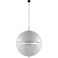 catellani & smith lampe à suspension postkrisi 66 (blanc, tige en laiton, base noire - fibre de verre et métal)