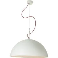 in-es.artdesign lampe à suspension mezza luna 1 (blanc câble rouge - laprene, acier et nebulite)