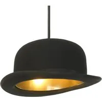 innermost lampe à suspension avec le chapeau jeeves (chapeau melon noir avec intérieur doré - feutre et aluminium anodisé)
