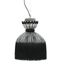 mogg lampe à suspension madama (ø 30xh43 cm, noir - métal et tissu)
