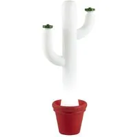 slide lampadaire cactus (blanc, vase et fleurs de votre choix - polyéthylène)