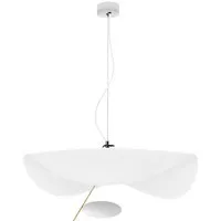 catellani & smith lampe à suspension lederam manta s1 (blanc / tige or / disque blanc - métal)