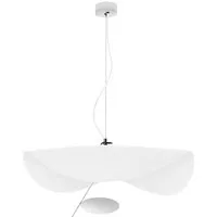 catellani & smith lampe à suspension lederam manta s1 (blanc / tige blanche / disque blanc - métal)