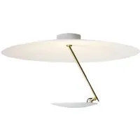 catellani & smith lampe de plafond lederam c180 (blanc / tige or / disque blanc - métal)