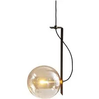 bonaldo lampe à suspension bon ton (1 lumière - structure en bronze cuivré et verre ambré)