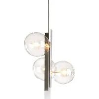 bonaldo lampe à suspension bon ton (3 lumières - structure en nickel brossé et verre transparent)