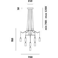 prandina lampe à suspension chan bt6+at3+t1 (blanc - verre pyrex et métal)