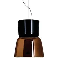 prandina lampe à suspension bloom led s5 (noir brillant / cuivre - verre souflé)