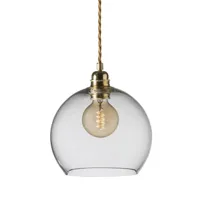 ebb & flow lampe à suspension rowan m, ø 22 cm transparent avec cordon doré