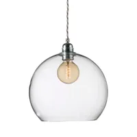 ebb & flow lampe à suspension rowan l, ø 28 cm transparent avec cordon argenté