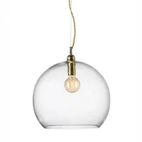 ebb & flow lampe à suspension rowan, ø 39 cm transparent avec cordon doré