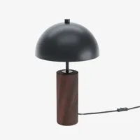 lampe à poser en métal noir effet bois rousseau