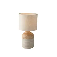 fan europe lampe de table en céramique avec abat-jour en tissu, bois naturel sable, e27  marron