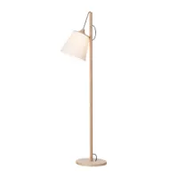 lampadaire - pull lamp diffuseur tissu, plastique, frêne, câble tissu base diam 31,5cm,  h 151cm chêne/ blanc
