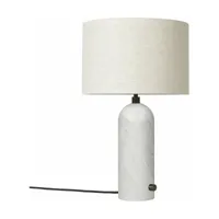lampe de table beige base blanche marbre 65 cm gravity - gubi