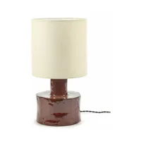lampe de table en lin beige et céramique rouge catherine - serax