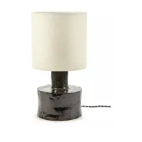 lampe de table en lin beige et céramique noir catherine - serax
