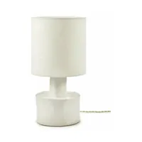 lampe de table en lin blanc et céramique blanc mat catherine - serax