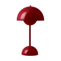 lampe à poser sans fil vermilion red flowerpot vp9 - &tradition
