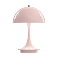 lampe sans fil abat jour acier rose pale 23 cm panthella portable v2 - louis poulsen