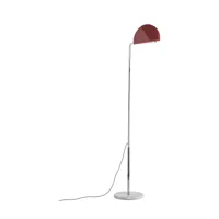 lampadaire réglable en acier rouge et marbre blanc mezzaluna - dcw editions
