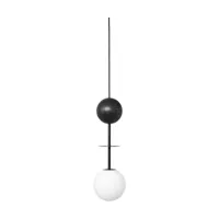 suspension en verre blanc mat et bois et métal noir 160cm oio a - kolorowe kable