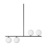 suspension avec 4 globes en verre blanc mat et métal noir 90x52cm suguri a - kolorowe