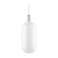 suspension en marbre blanc et verre opalin 26 cm amp blanc / blanc - normann copenhag