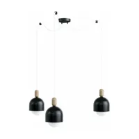 suspension noire triple câble blanc loft ovoi - kolorowe kable