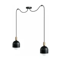 suspension double noire loft ovoi - kolorowe kable