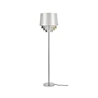 lampadaire lampe sur pied métal poli tissu blanc chrome 1 x e27 161 cm
