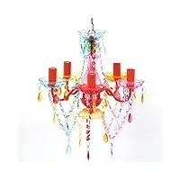 vidaxl lustre en cristal multicolore classique plafonnier 5 feux lampe luminaire