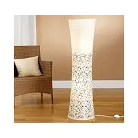 trango lampadaire 1240l *kos* lampe en papier de riz *handmade* en blanc avec motif floral avec 2x 3000k ampoules led e14 de 5 watts - forme: ronde - hauteur: environ 125 cm lampe de salon