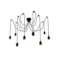lixada e27 douille rétro abat-jour suspensions vintage ajustable base de lampe douille lustre plafond lampe dining hall hôtel, chacune avec 1.7m fil, 8 bras (pas d'ampoules)